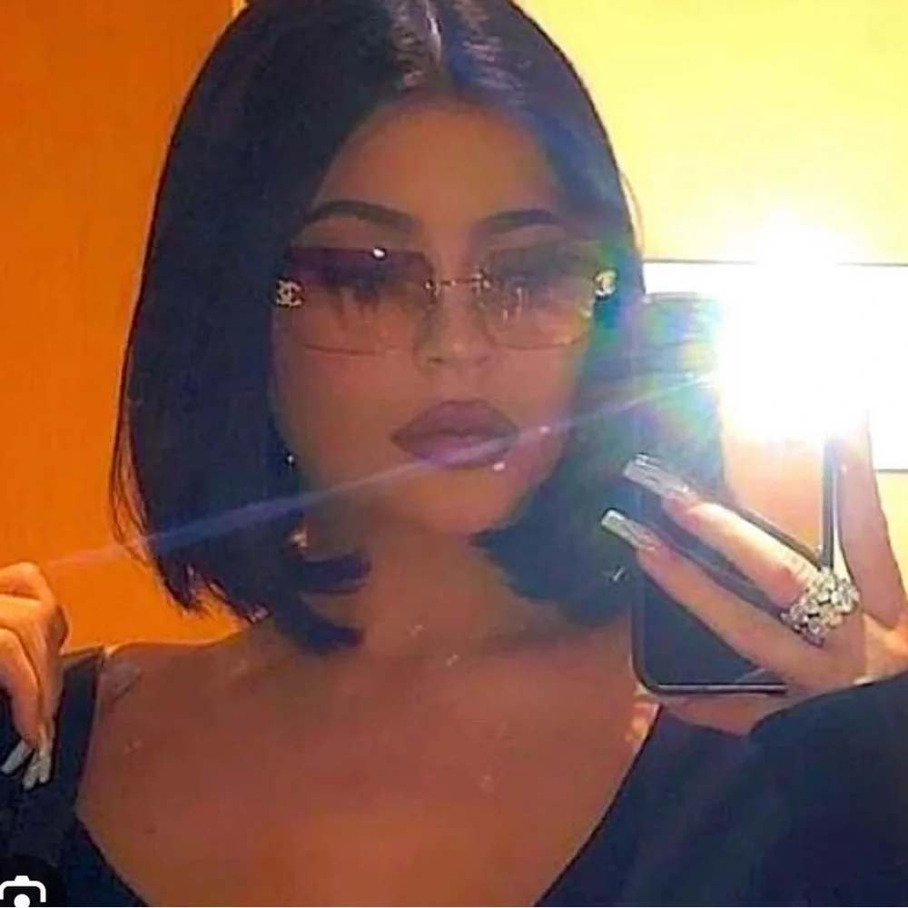 CHANEL Brown Gradient Rimless 4017 Sunglasses with Gold Accents